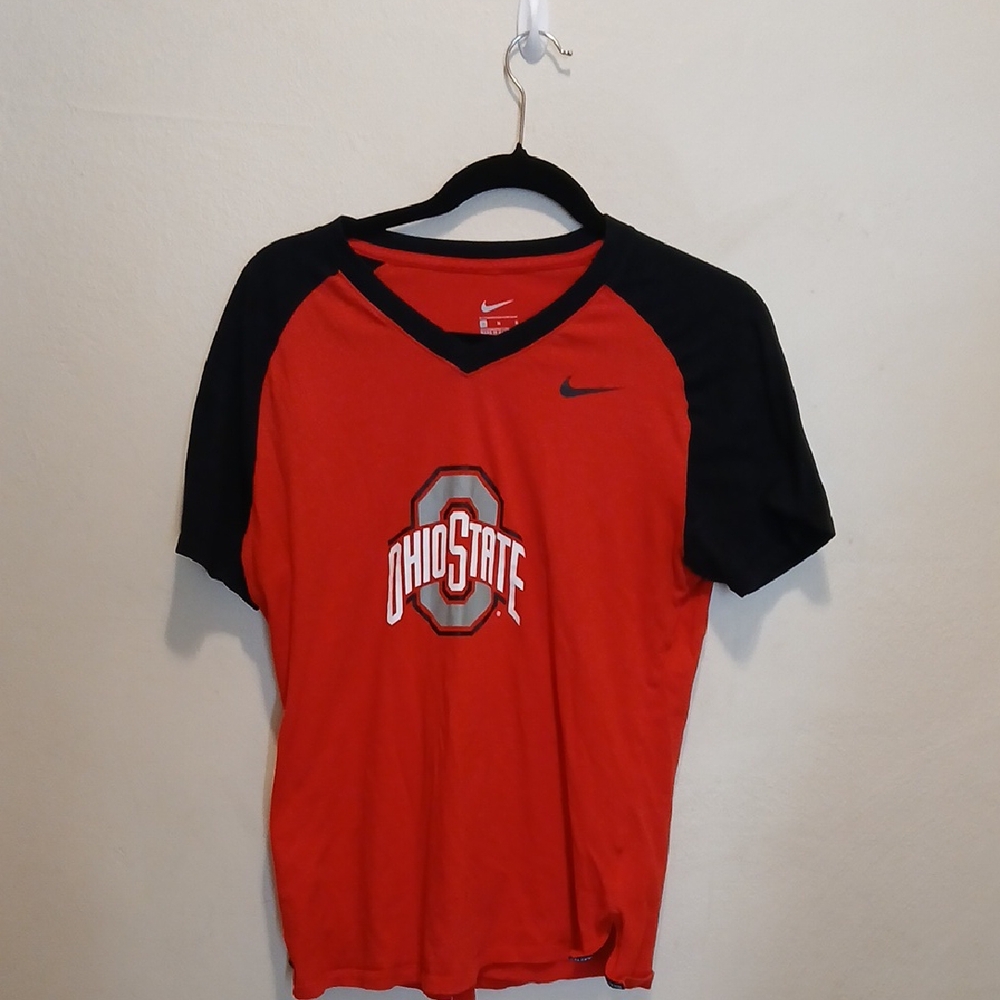 Nike Men's Red and Black Ohio State Tee